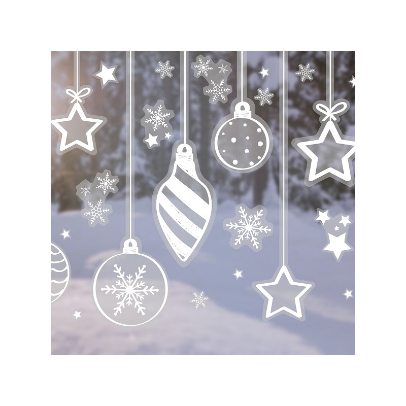 Ginger Ray Christmas Snowflakes & Baubles Window Stickers