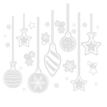 White Bauble, Star and Snowflake Christmas Window Stickers