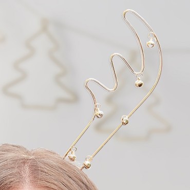 Headbands - Antler with Bells - Gold Wire