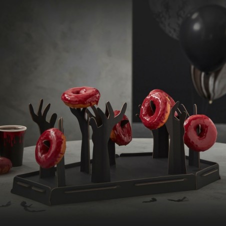 Halloween Show Stopper Black Coffin Stand with Zombie Hands