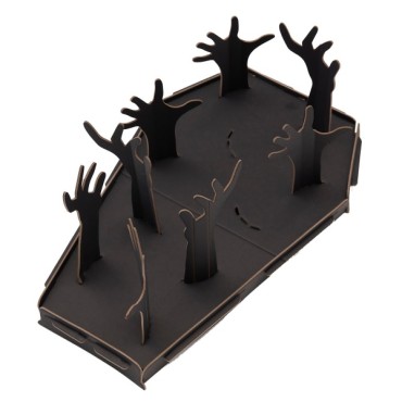 Halloween Show Stopper Black Coffin Stand with Zombie Hands
