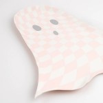 Meri Meri Halloween Pink Checker Ghost Party Plates, 8 pcs