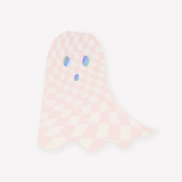 Pink Checkered Ghost Napkins Halloween Tableware