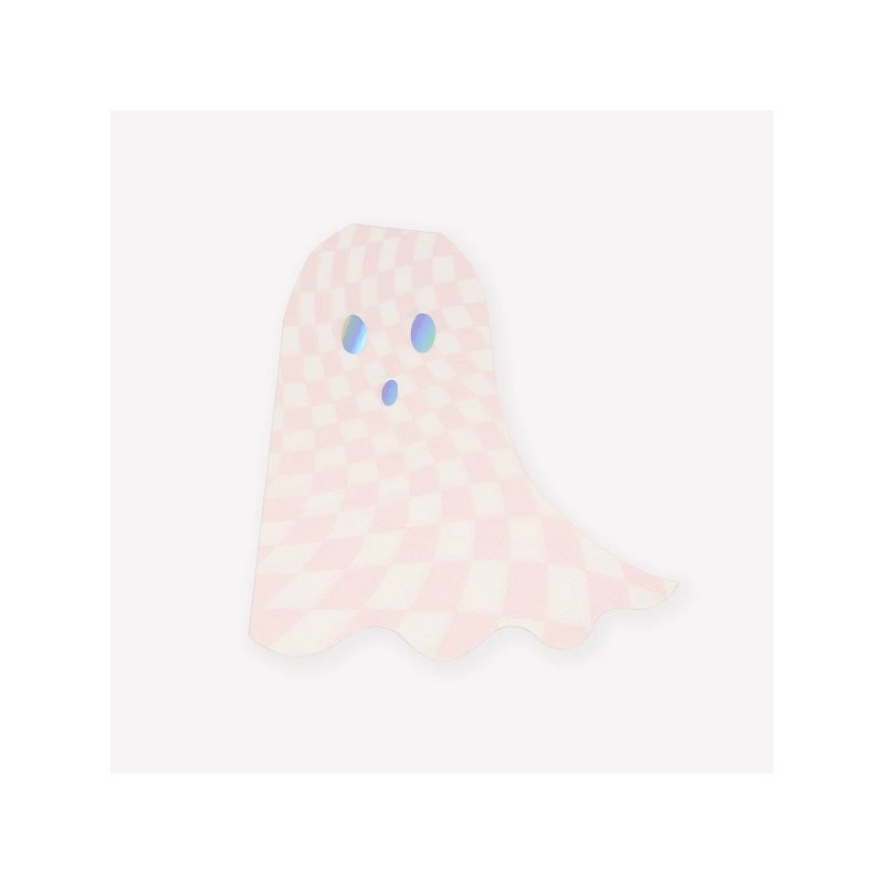 Meri Meri Halloween Pink Checker Ghost Paper Napkins, 16 pcs