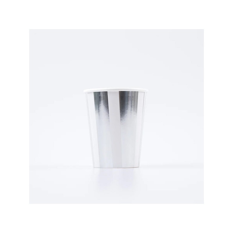 Meri Meri Silver Striped Cups, 8 pcs