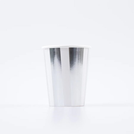 Silver Tableware - Disposable Cups with Silver Stripes