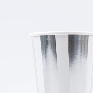 Silver Tableware - Disposable Cups with Silver Stripes