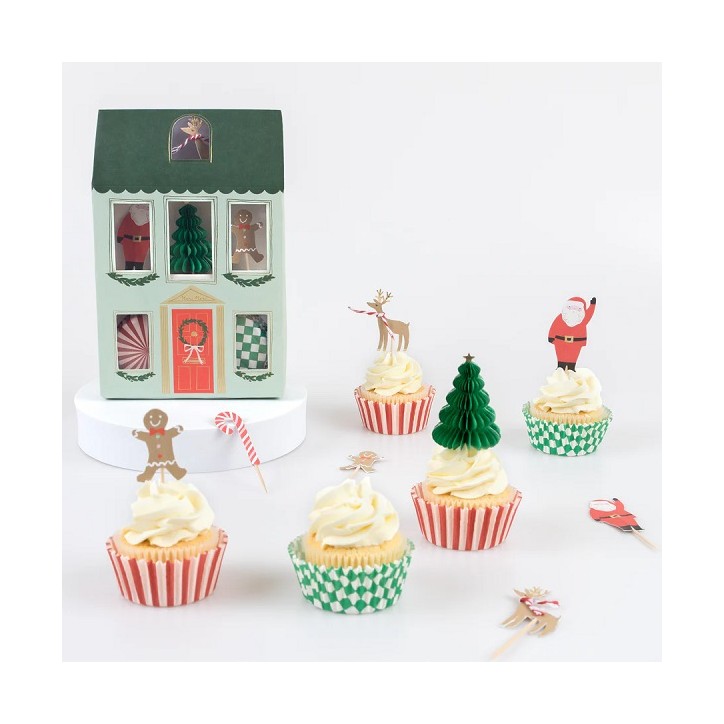 Meri Meri Festive House Cupcake Kit 48 pcs – Christmas Cupcake Set