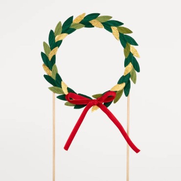 Christmas Cake Topper - Paper Wreath Topper