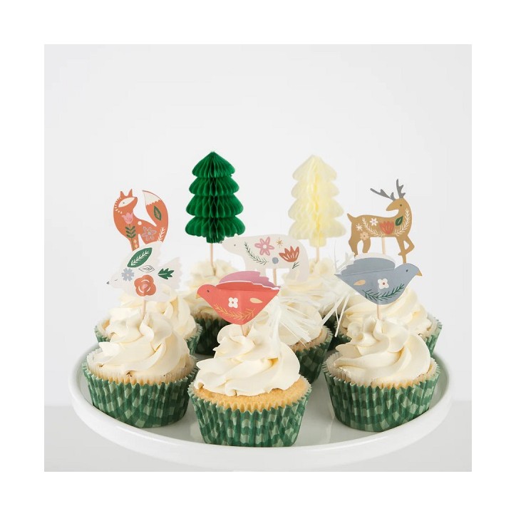 Meri Meri Woodland Cupcake Kit 48 pcs – Forest Animal Cupcake Decor