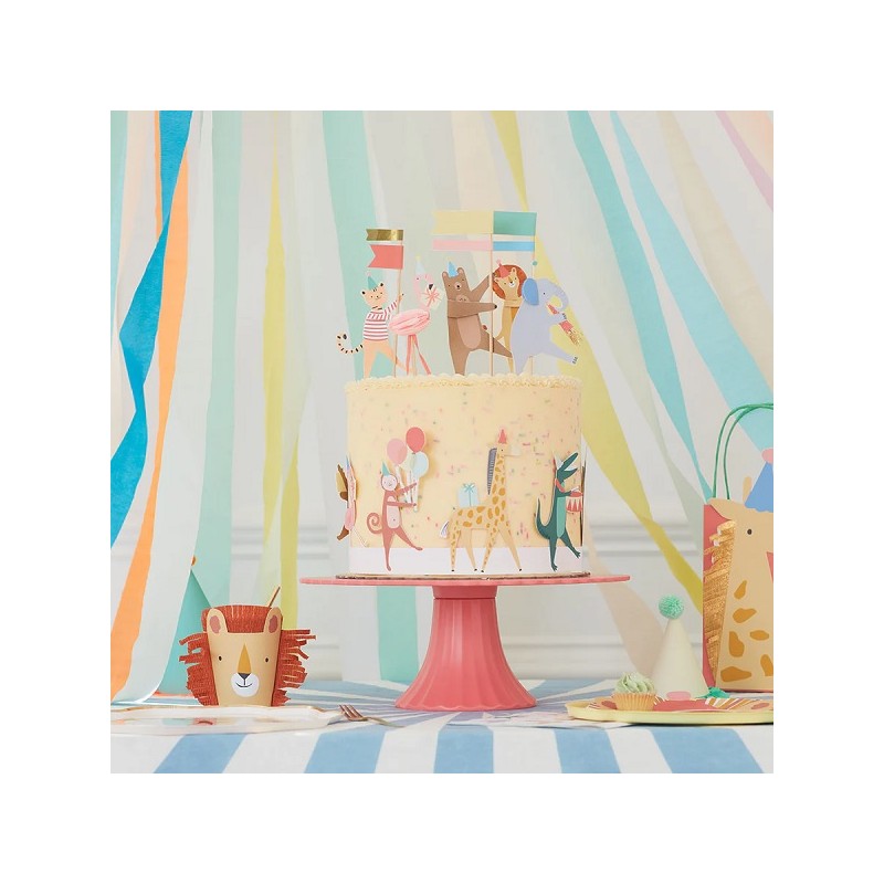 Meri Meri Animal Party Cake Wrap & Toppers, 6 pcs