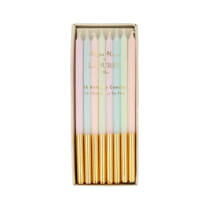 Meri Meri x Ladurée Paris Geburtstagskerzen Pastell Gold Dipped 16 Stk Meri Meri x Ladurée Paris Geburtstagskerzen Pastell Gold Dipped 16 Stk