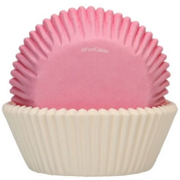 FunCakes light pink and white Cupcake Cases, 48pcs