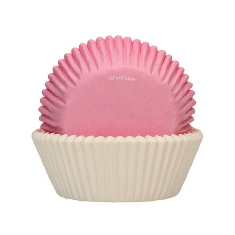 FunCakes light pink and white Cupcake Cases, 48pcs