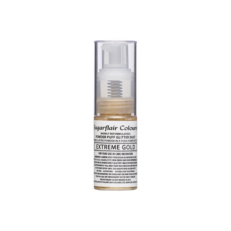 Sugarflair Extreme Gold Powder Puff Glitter Dust Spray, 10g