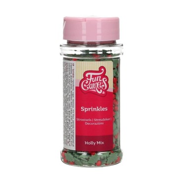 Holly Leaves and Berries Sugar Sprinkles Mix