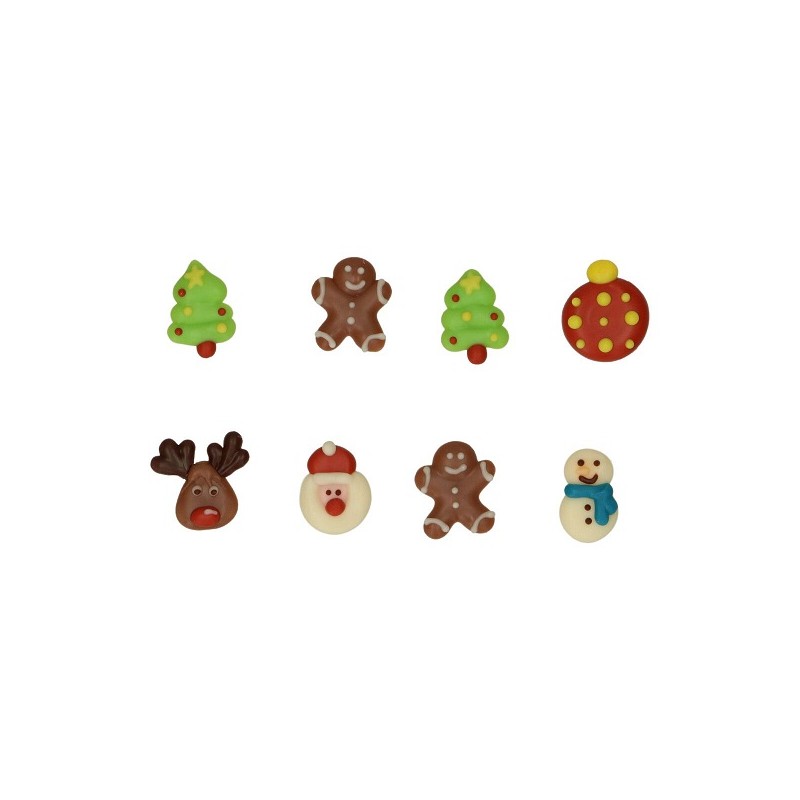 FunCakes Colourful Christmas Chocolate Decoration, 8 pcs