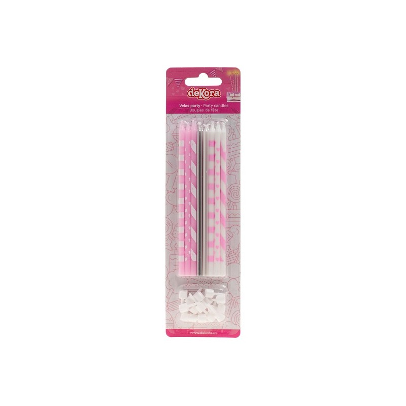 DeKora 13cm Tall Candles Pink Mix, 16 Pcs