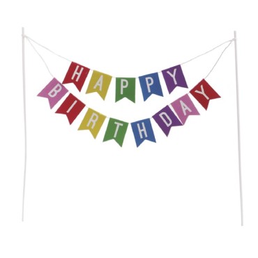 HAPPY BIRTHDAY FLAG CAKE TOPPER