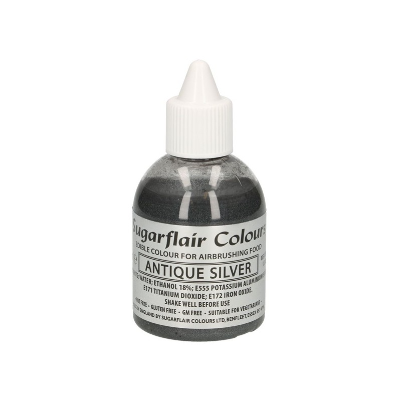 Sugarflair Airbrush Colour Antique Silver, 60ml