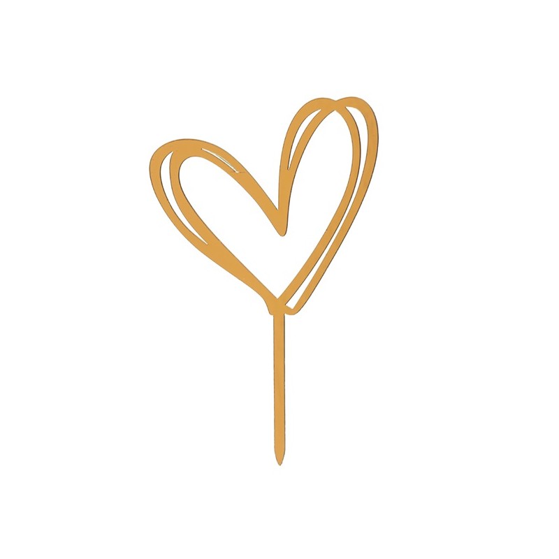 DeKora Heart Cake Topper Gold, 10x16cm