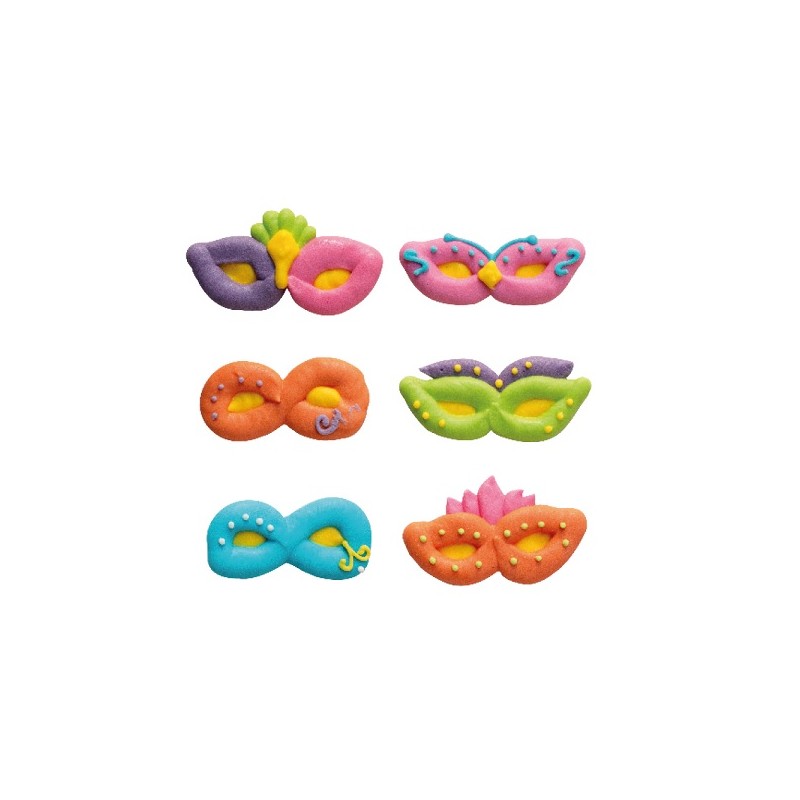 Decora Carnival Masks Sugar Decorations, 6 pcs