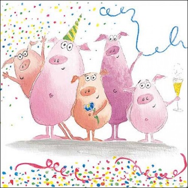 Celebration Napkins with Pigs