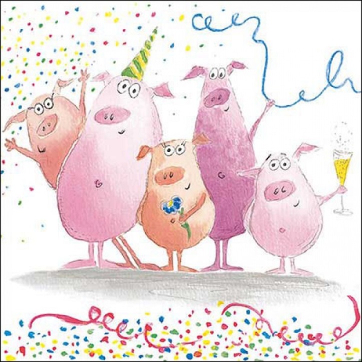 Ambiente Festive Pigs Servietten 20 Stück – Lustige Partyservietten