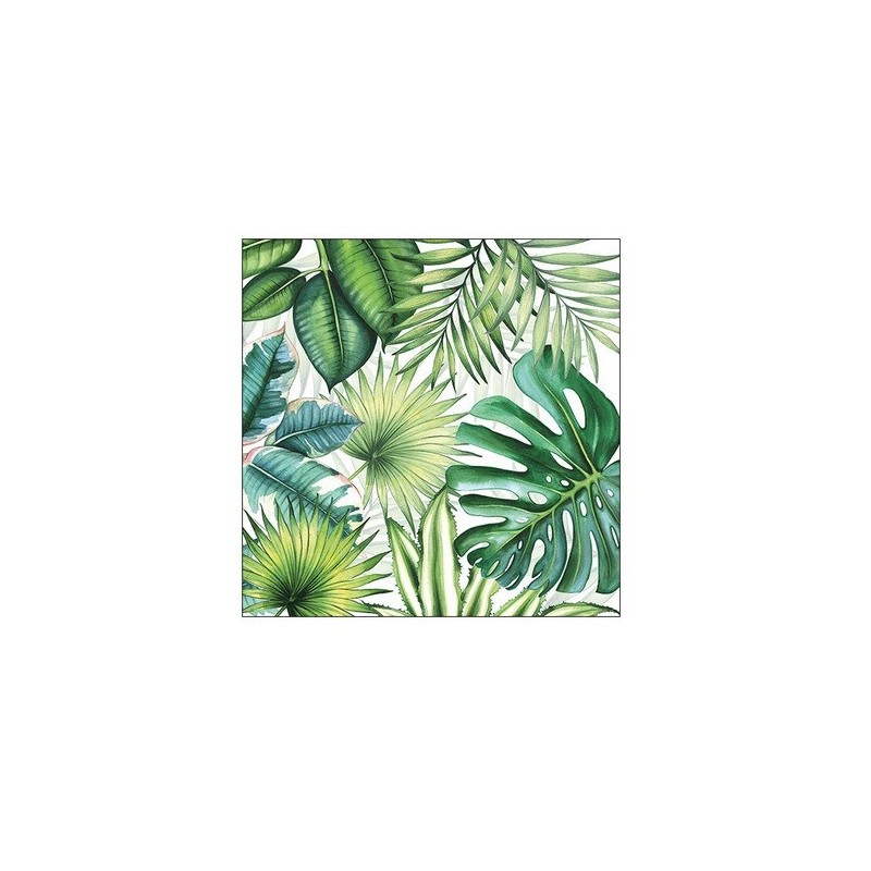 Ambiente Tropical leaves white Servietten, 20 Stück