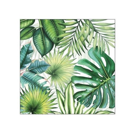 Ambiente Tropical leaves white Servietten, 20 Stück