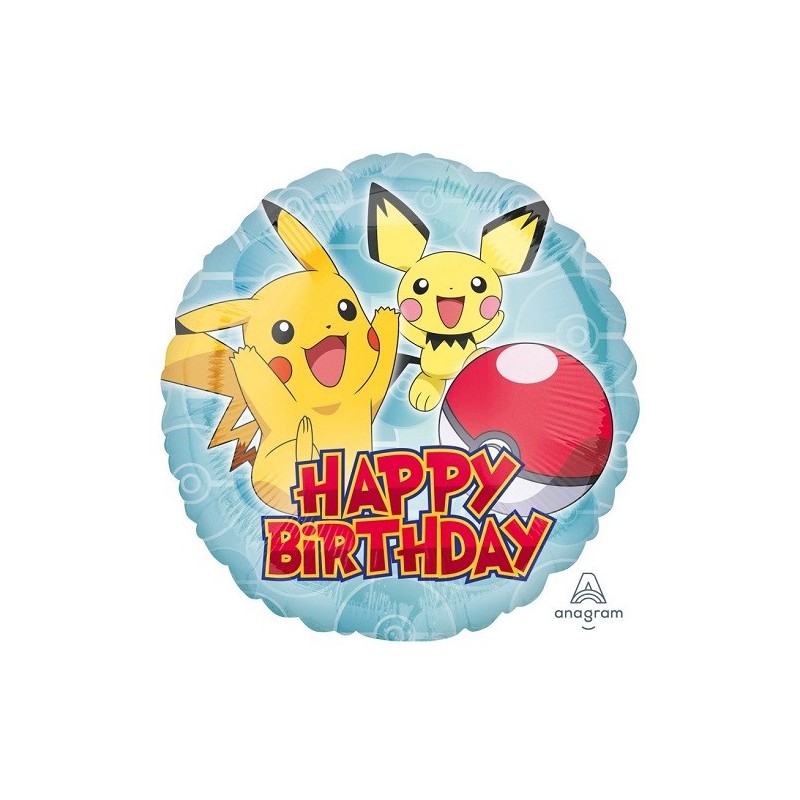 Folienballon Pokemon Pikachu Happy Birthday, 43cm