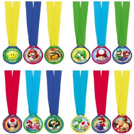 Amscan Sieger Medallien Super Mario, 12 Stück