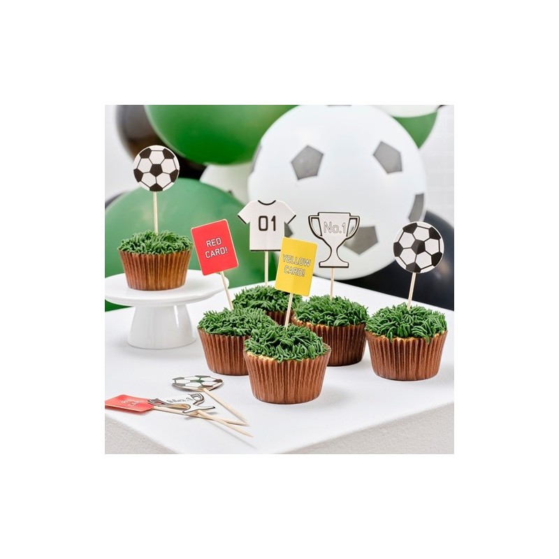 Ginger Ray Football Cupcake Topper, 12 pcs