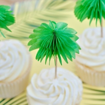 Palmen Dekoschrimchen - Hawaiian Honeycomb Palmen Cupcake Toppers