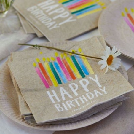 Eco Happy Birthday Servietten - Umweltbewusste Papierservietten