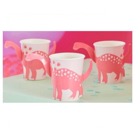 Ginger Ray Pink Dino Pop-Out Cups 250ml 8 Pcs GR-DINO-101