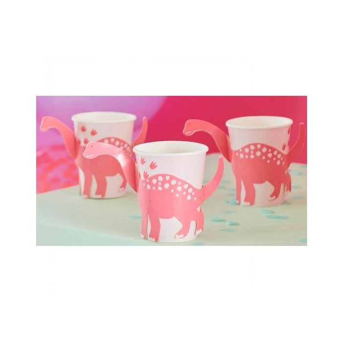 Ginger Ray Pink Dino Pop-Out Becher 8 Stück – Dino Partybecher Rosa Ginger Ray Pink Dino Pop-Out Becher 8 Stück – Dino Partybecher Rosa