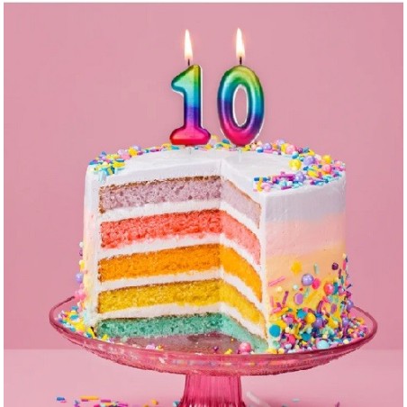 Anniversaryhous Number 0 Candle Metallic Rainbow, 7cm