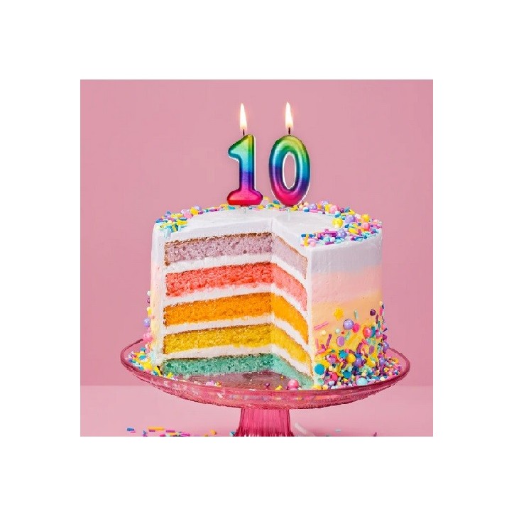 Anniversaryhous Number 0 Candle Metallic Rainbow, 7cm Anniversaryhous Number 0 Candle Metallic Rainbow, 7cm