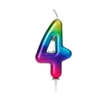 Age 4 Metallic Numeral Rainbow Candle