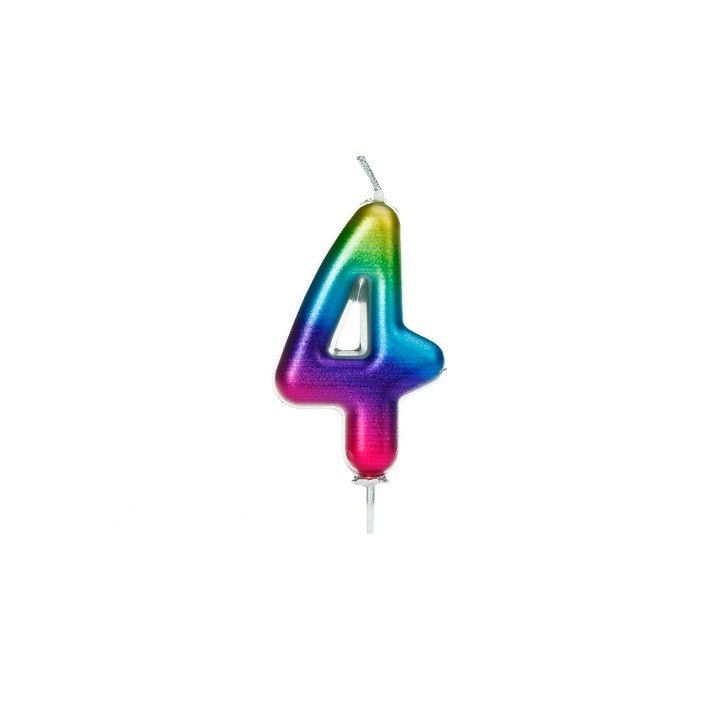 Age 4 Metallic Numeral Rainbow Candle Age 4 Metallic Numeral Rainbow Candle