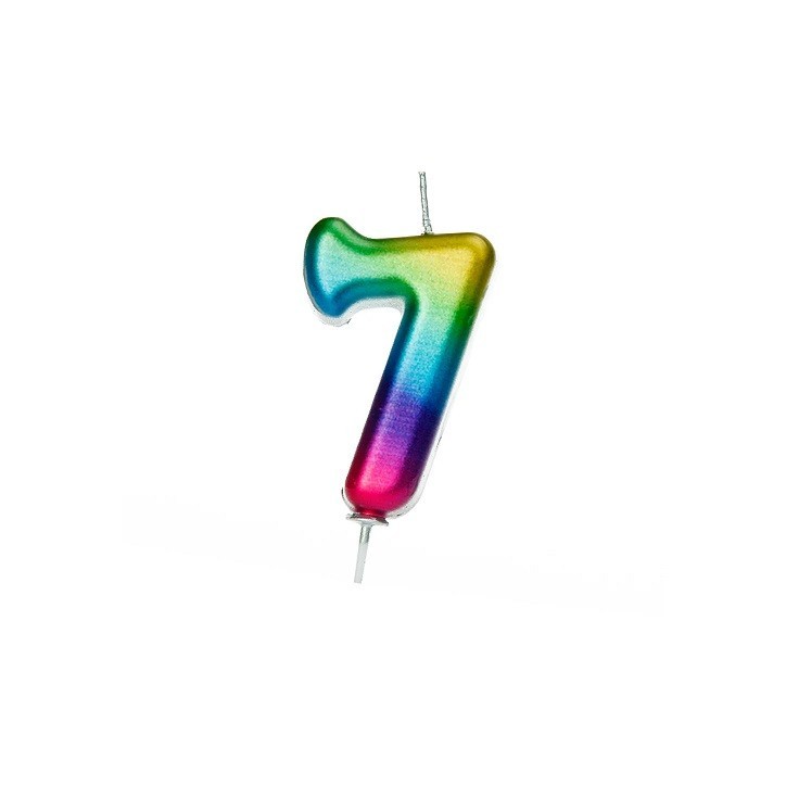 7 Nummernkerze Regenbogen, 6.5cm 7 Nummernkerze Regenbogen, 6.5cm