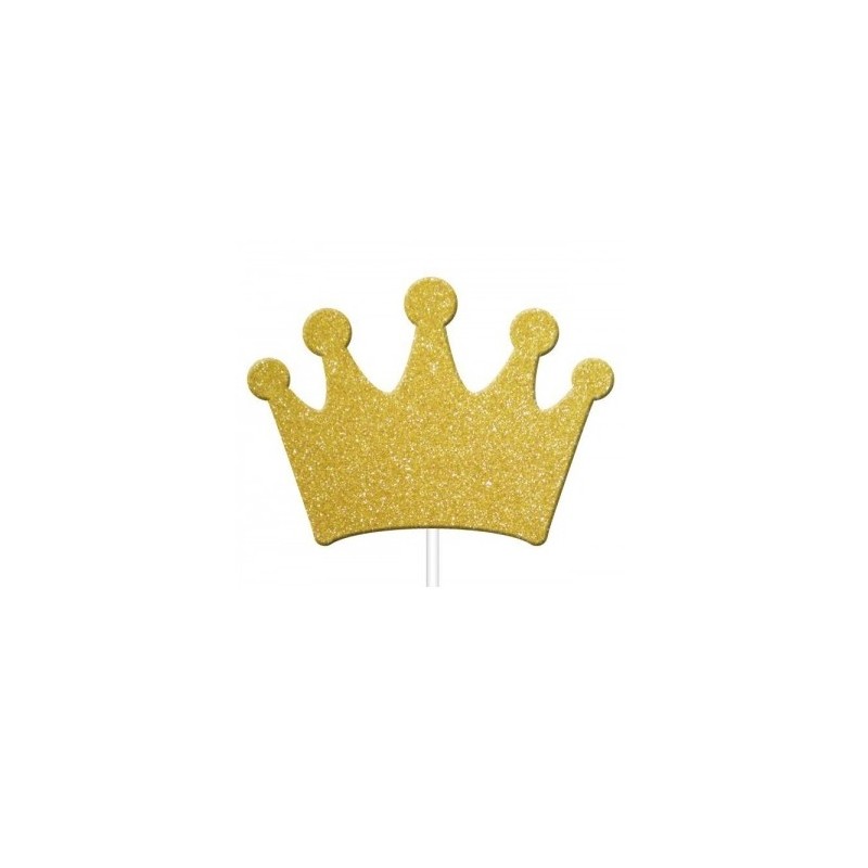 Anniversary House Glitter Princess Crown Cupcake Topper Gold, 12 Stück