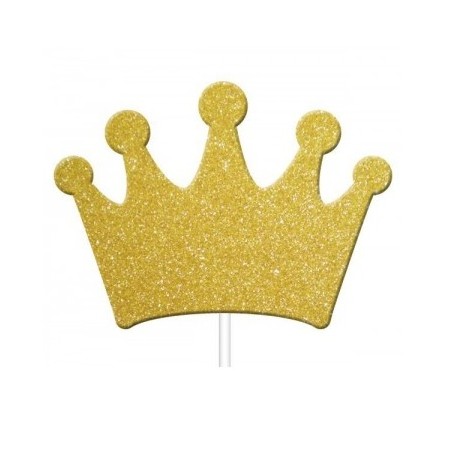 Gold Glitter Princess Crown Cupcake Toppers M557