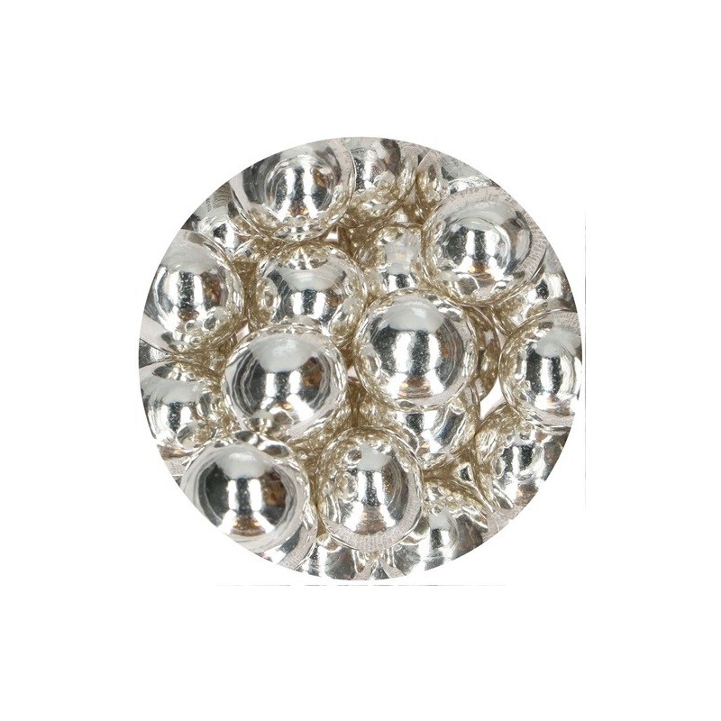 FunCakes 15mm Choco Crispy Pearls - Metallic Silver, 130g