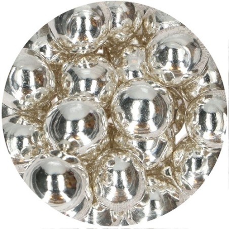 Silber Metallic Perlen Kuchendekor - Schokoperlen mit Knusperkern