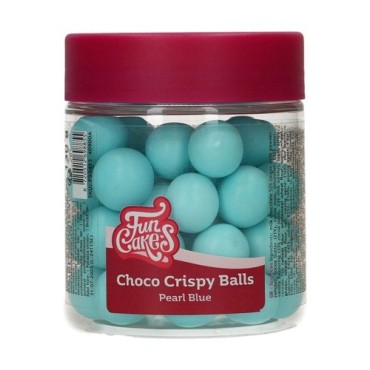 Schokoladen Crispy Perlen Hellblau Glänzend - Tortendekor Babyparty