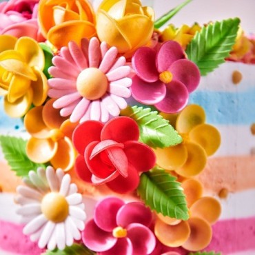Edible Wafer Flowers Tulip & Leaves - Flower Cake Decoration