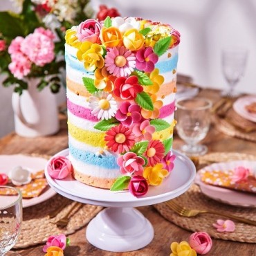 Edible Wafer Flowers Tulip & Leaves - Flower Cake Decoration