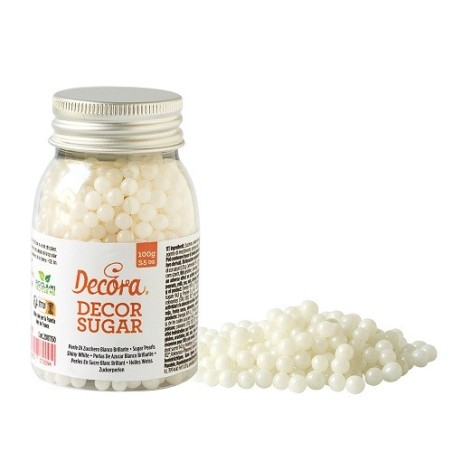 Weisse Zuckerperlen 5mm - Shiny White Perlen